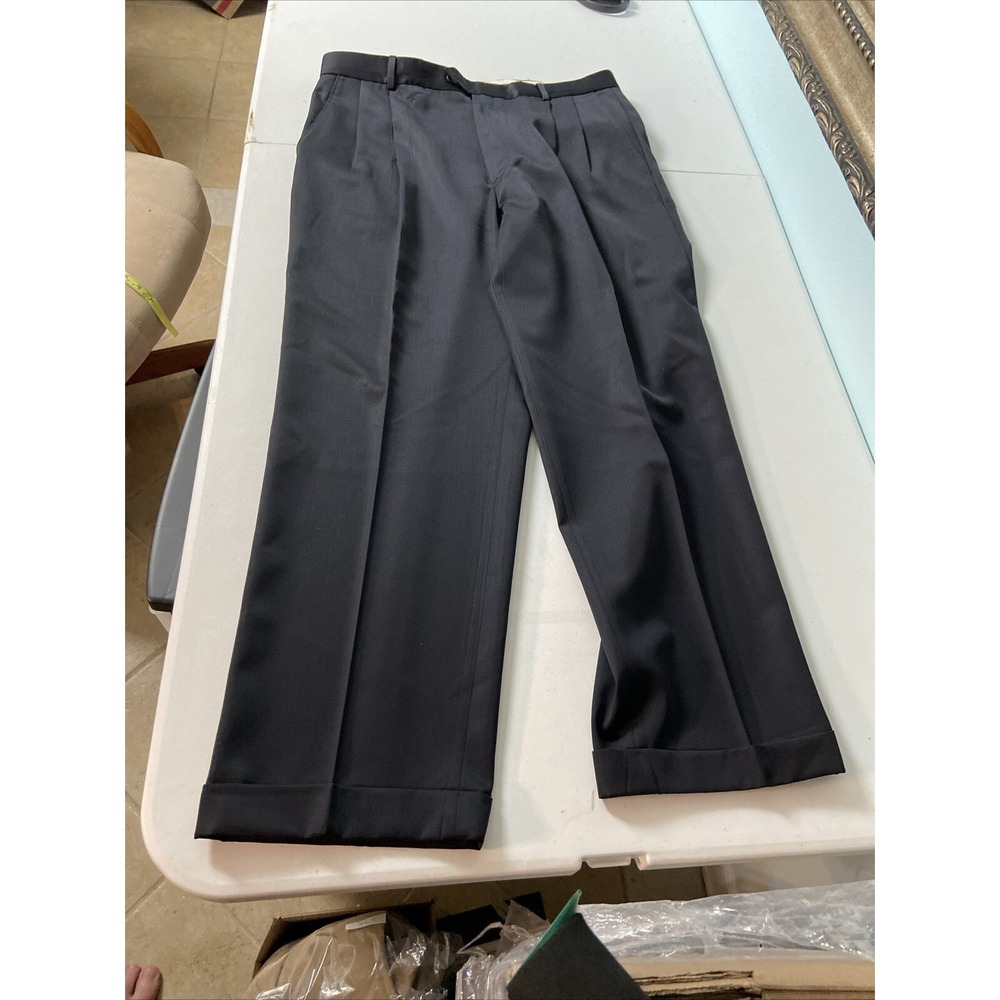 Lanificio Comero Super 100's Wool Pants 36x29.5 Hemmed Italy Men's Black